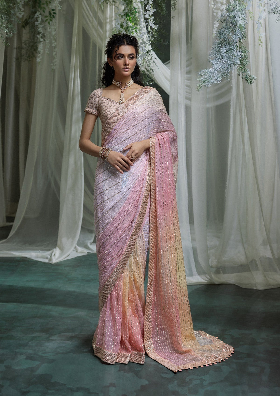 Aik Atelier | Sari Edit 2024 | SARI EDIT '24 VOL. 1 - LOOK 07 - Pakistani Designer Dress - by Aik Atelier | Type: Ladies Clothes - 100% Original at Saira Sultan