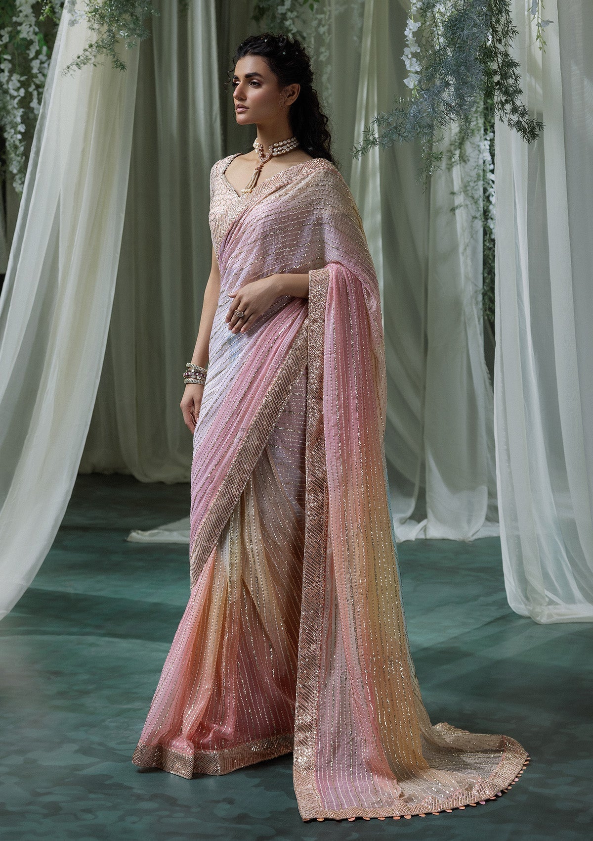 Aik Atelier | Sari Edit 2024 | SARI EDIT '24 VOL. 1 - LOOK 07 - Pakistani Designer Dress - by Aik Atelier | Type: Ladies Clothes - 100% Original at Saira Sultan