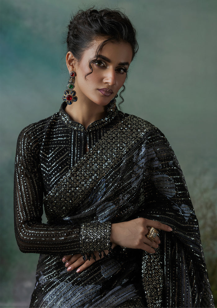 Aik Atelier | Sari Edit 2024 | SARI EDIT '24 VOL. 1 - LOOK 08 - Pakistani Designer Dress - by Aik Atelier | Type: Ladies Clothes - 100% Original at Saira Sultan