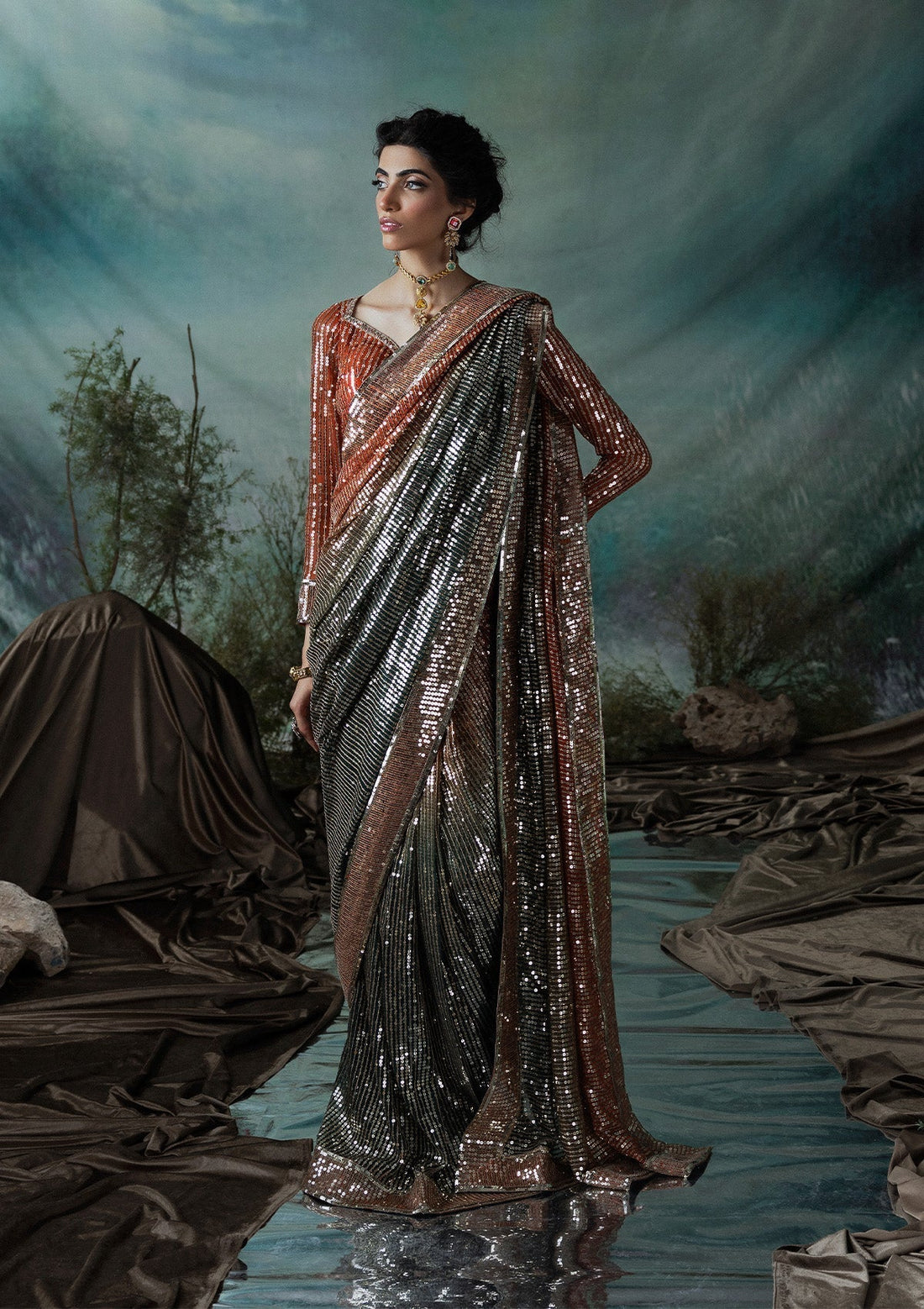 Aik Atelier | Sari Edit 2024 | SARI EDIT '24 VOL. 1 - LOOK 02 - Pakistani Designer Dress - by Aik Atelier | Type: Ladies Clothes - 100% Original at Saira Sultan