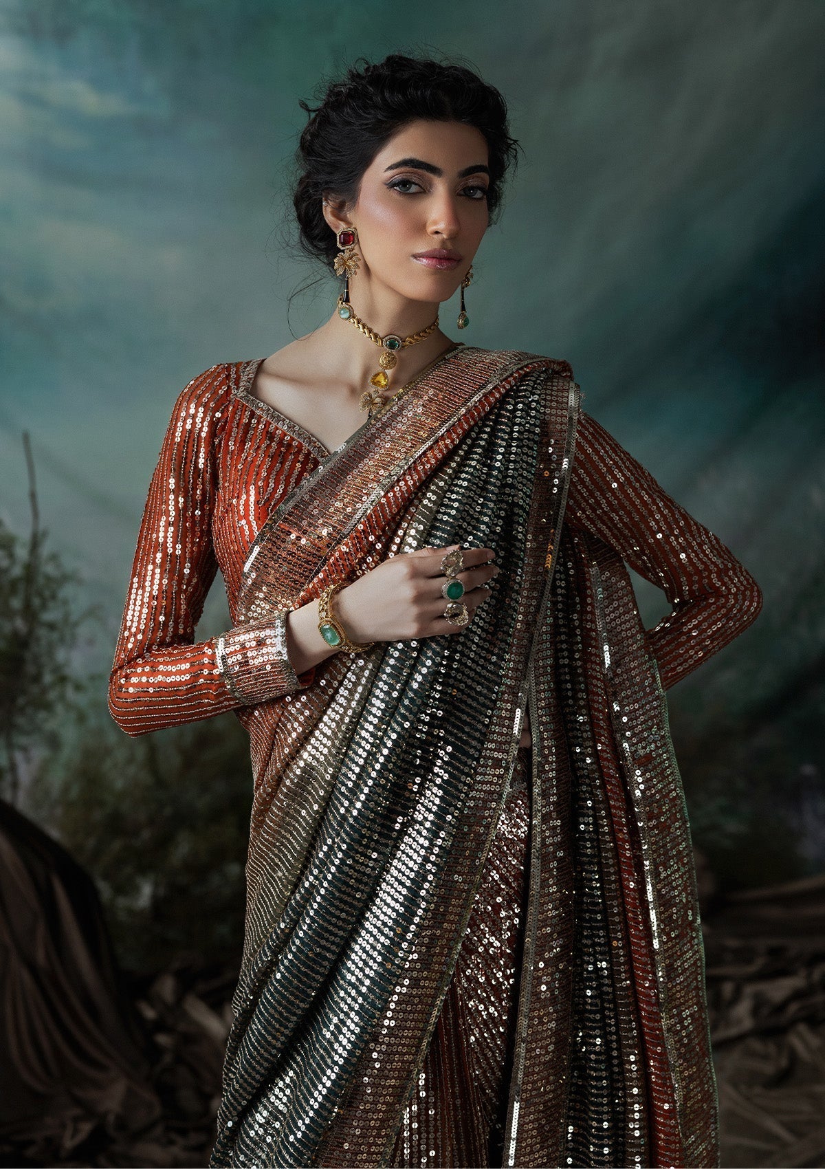 Aik Atelier | Sari Edit 2024 | SARI EDIT '24 VOL. 1 - LOOK 02 - Pakistani Designer Dress - by Aik Atelier | Type: Ladies Clothes - 100% Original at Saira Sultan