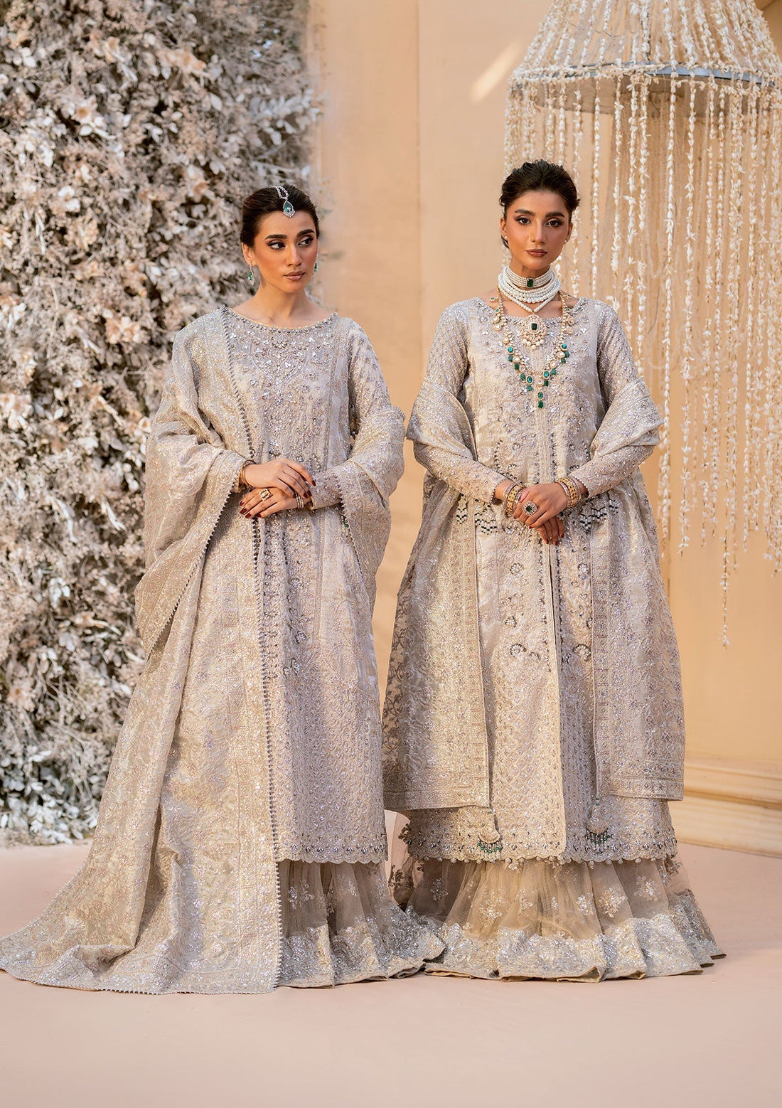 Aik Atelier | Wedding Festive 25 | LOOK 09 XS Kundan Zari OPEN FRONT SHIRT WITH CRUSHED SKIRT