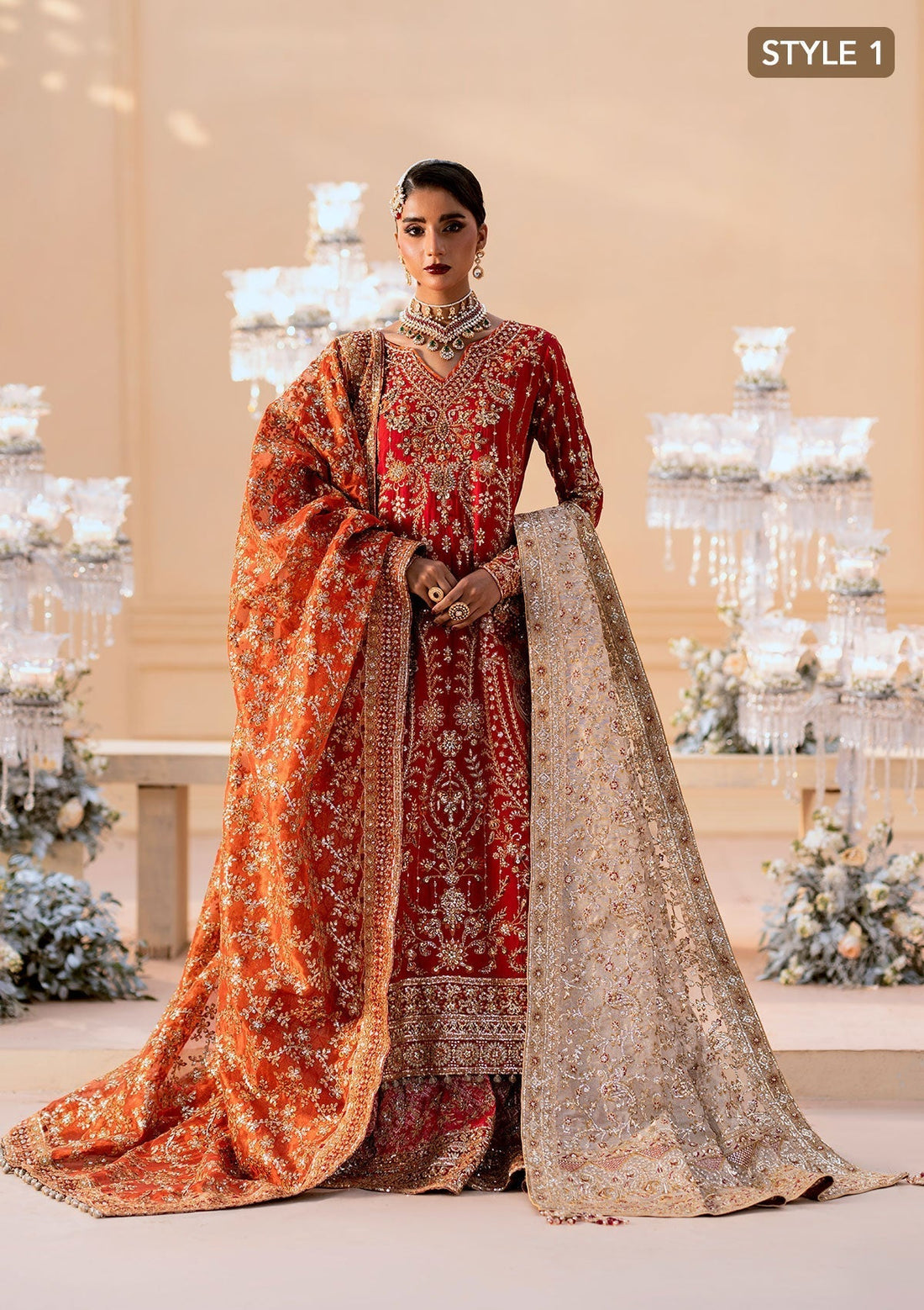 Aik Atelier | Wedding Festive 25 | LOOK 01 XS Medium Silk LONG SHIRT WITH FARSHI GHARARA