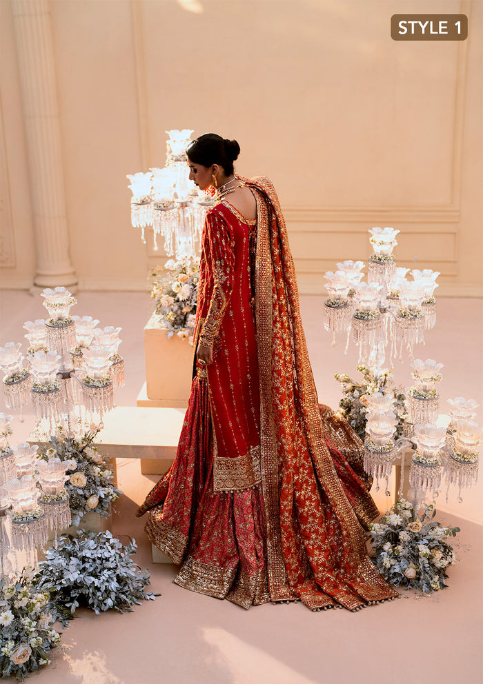 Aik Atelier | Wedding Festive 25 | LOOK 01 S Medium Silk LONG SHIRT WITH CRUSHED GHARARA