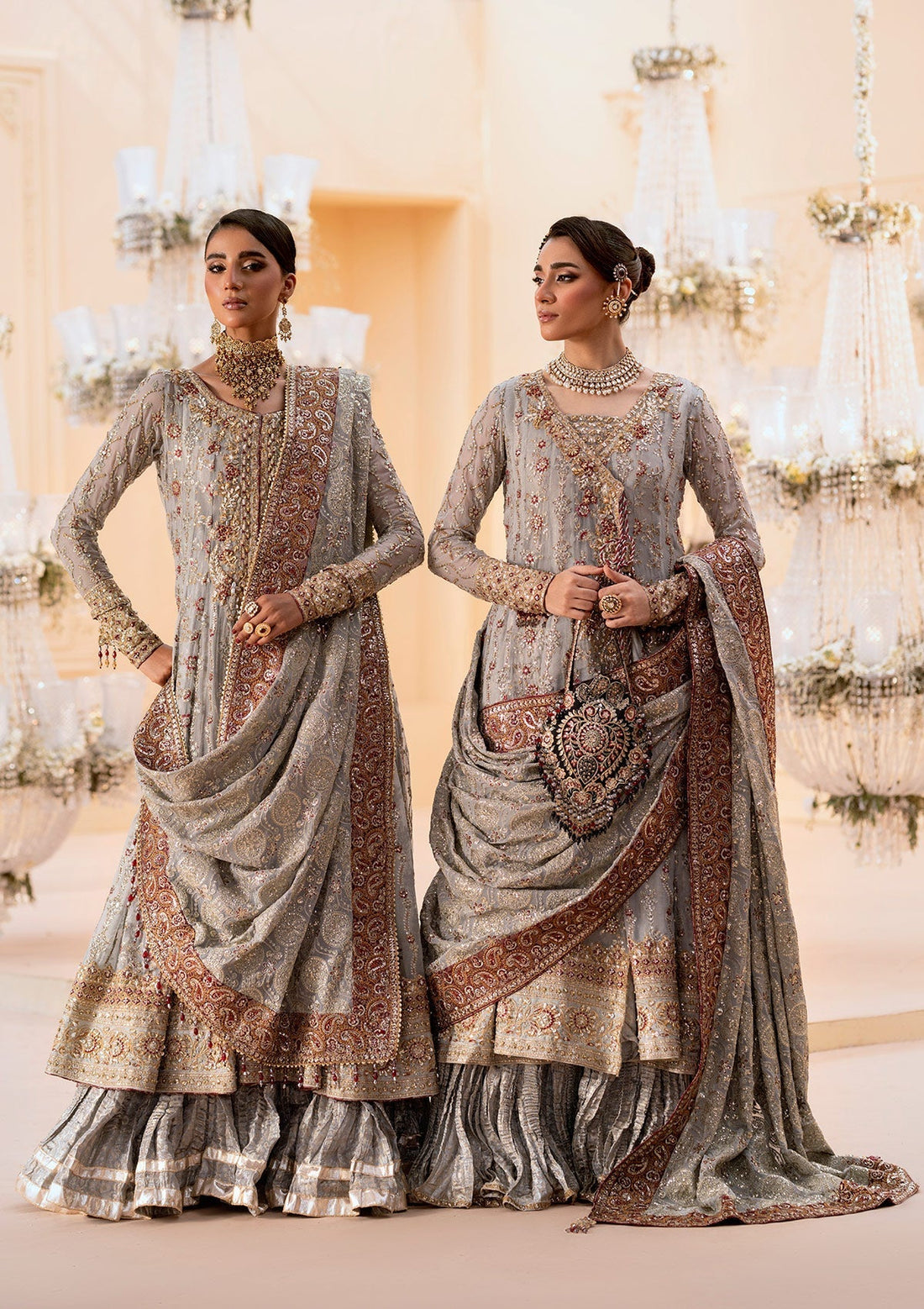 Aik Atelier | Wedding Festive 25 | LOOK 02 XS Chiffon KALIDAR OPEN FRONT WITH CRUSHED FROCK