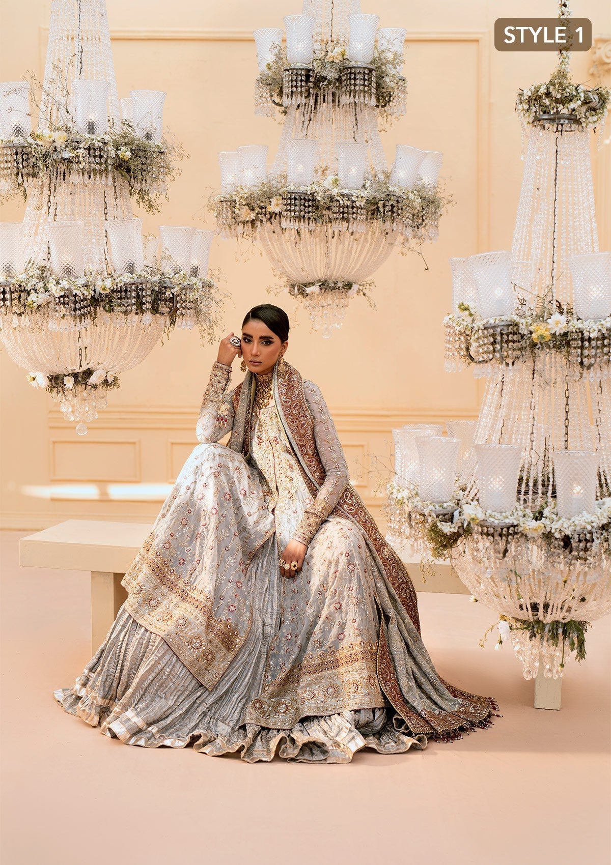 Aik Atelier | Wedding Festive 25 | LOOK 02 S Chiffon KALIDAR OPEN FRONT WITH CRUSHED FROCK