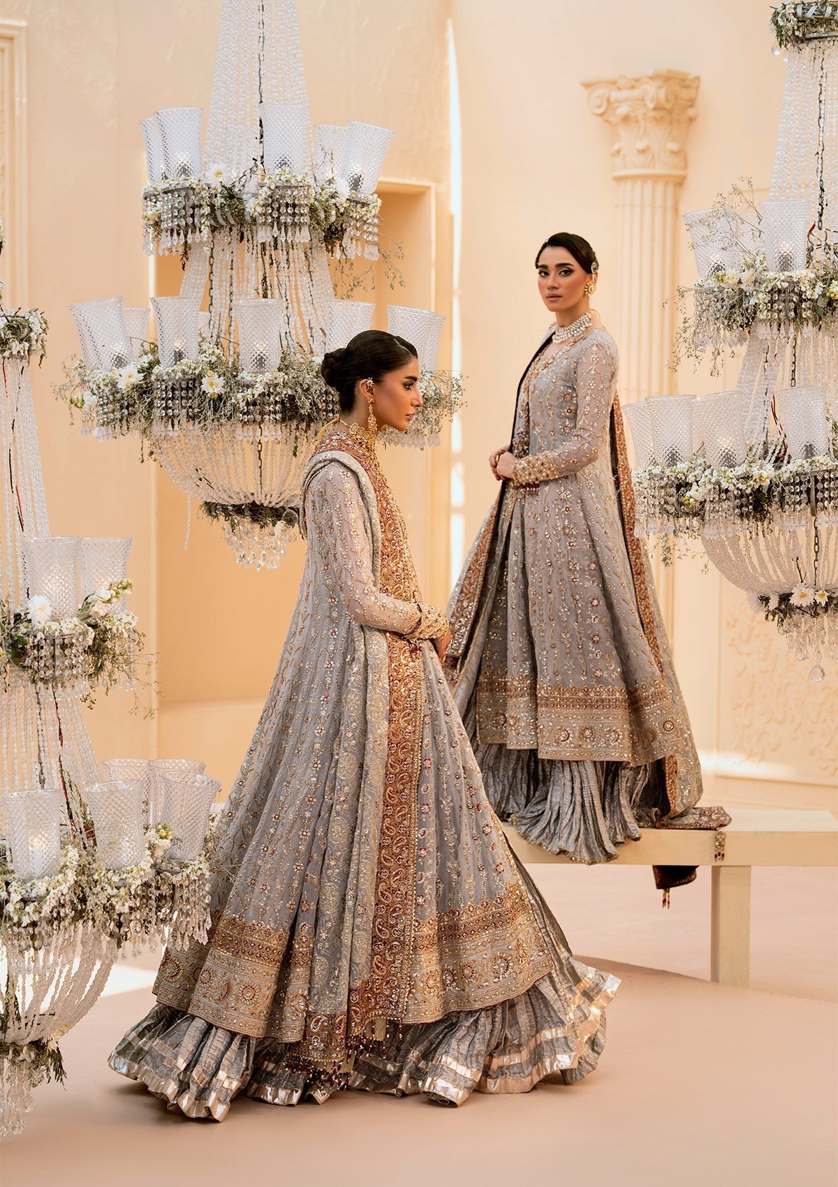 Aik Atelier | Wedding Festive 25 | LOOK 02 M Chiffon KALIDAR OPEN FRONT WITH CRUSHED FROCK