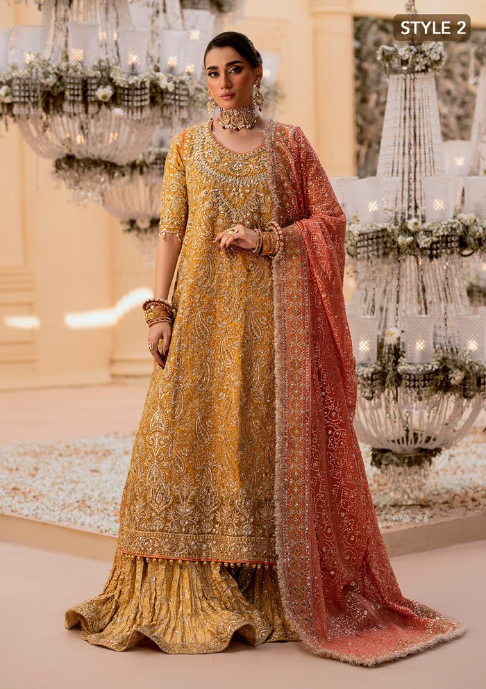 Aik Atelier | Wedding Festive 25 | LOOK 08 L LONG SHIRT WITH CRUSHED SHARARA Khaadi Net