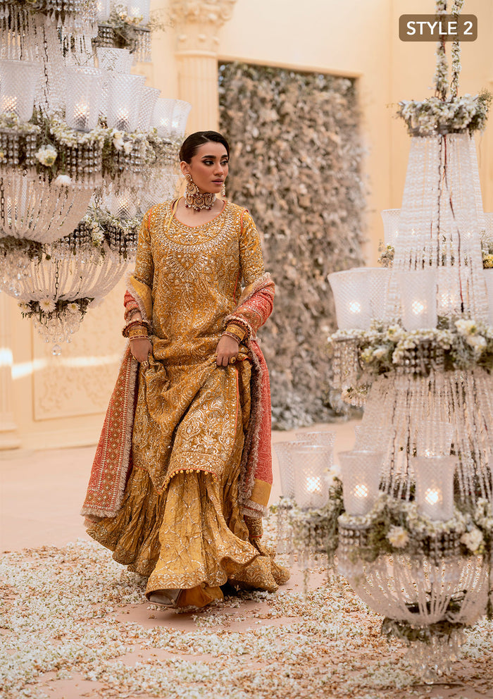 Aik Atelier | Wedding Festive 25 | LOOK 08 XL LONG SHIRT WITH CRUSHED SHARARA Khaadi Net