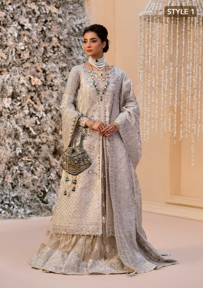 Aik Atelier | Wedding Festive 25 | LOOK 09 S Kundan Zari OPEN FRONT SHIRT WITH CRUSHED SKIRT