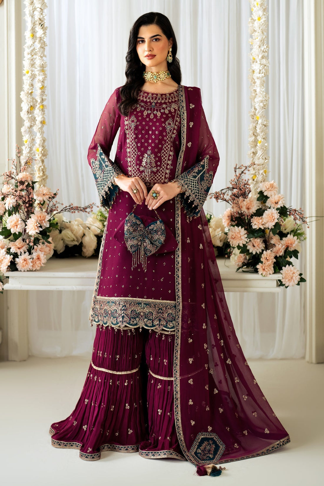 Alizeh | Selene Luxury Chiffon Collection 25 | AF-PS-8001-Rosie XS Wine Berry Chiffon