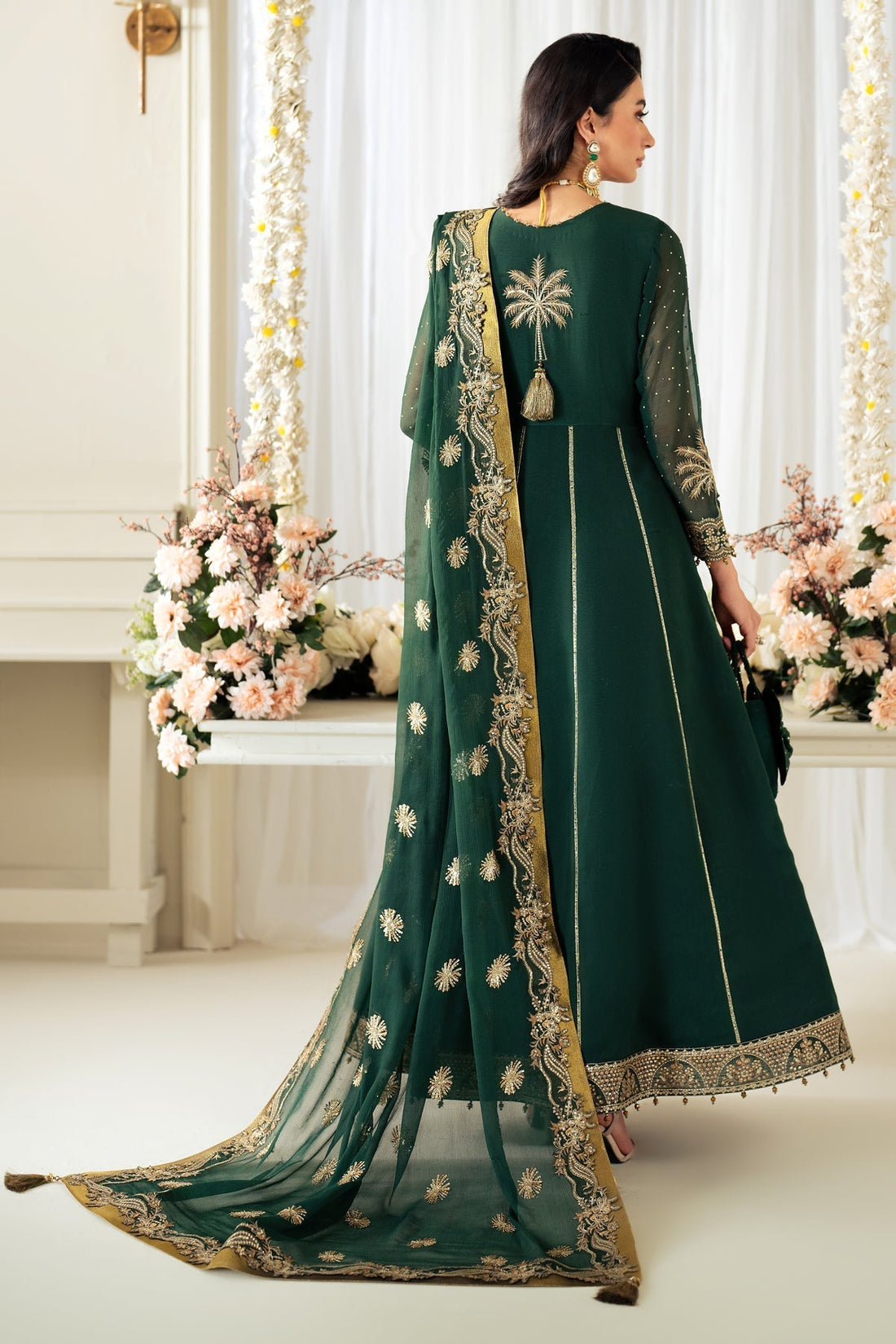 Alizeh | Selene Luxury Chiffon Collection 25 | AF-PS-8003-Citrus XS Bottle Green Chiffon