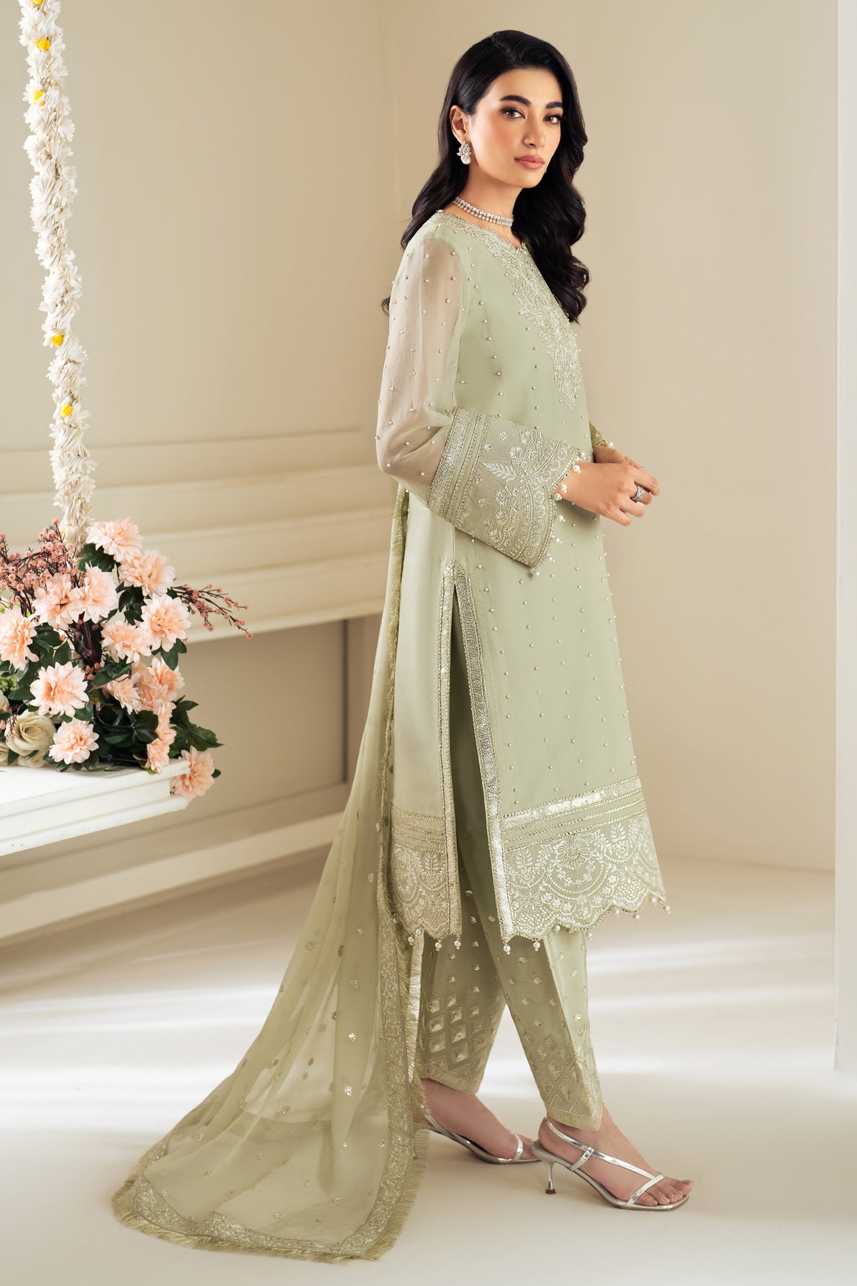 Alizeh | Selene Luxury Chiffon Collection 25 | AF-PS-8008-Neo L Mint Gray Chiffon