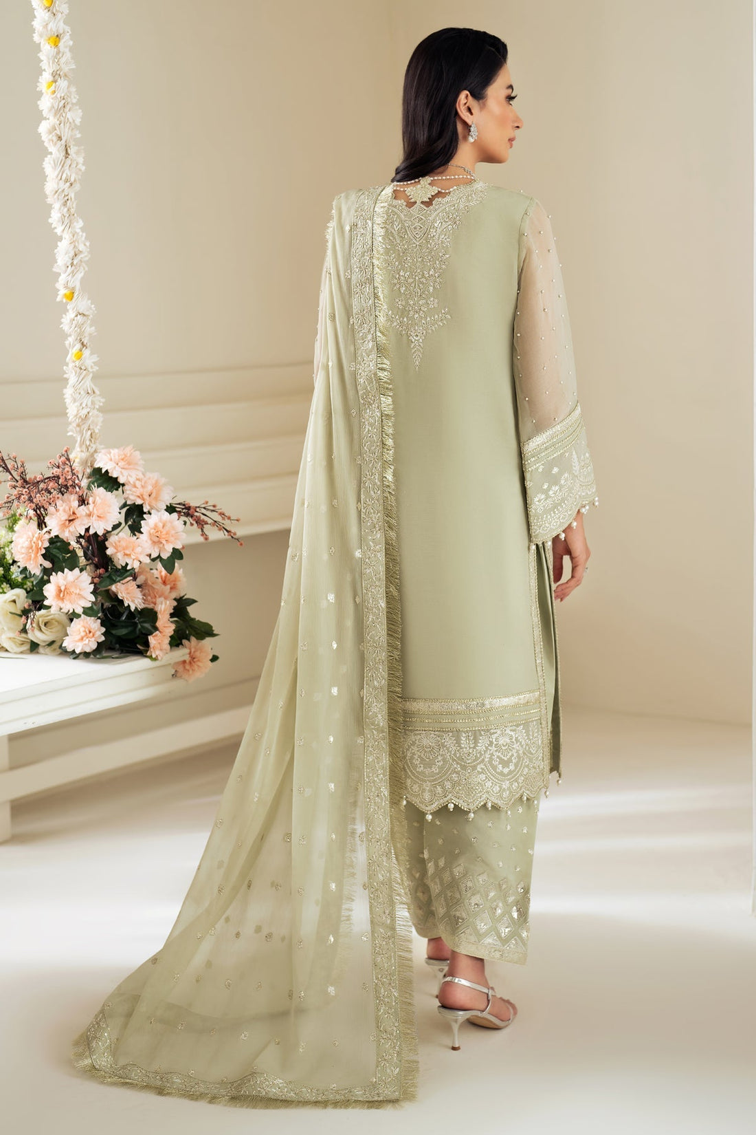 Alizeh | Selene Luxury Chiffon Collection 25 | AF-PS-8008-Neo XS Mint Gray Chiffon