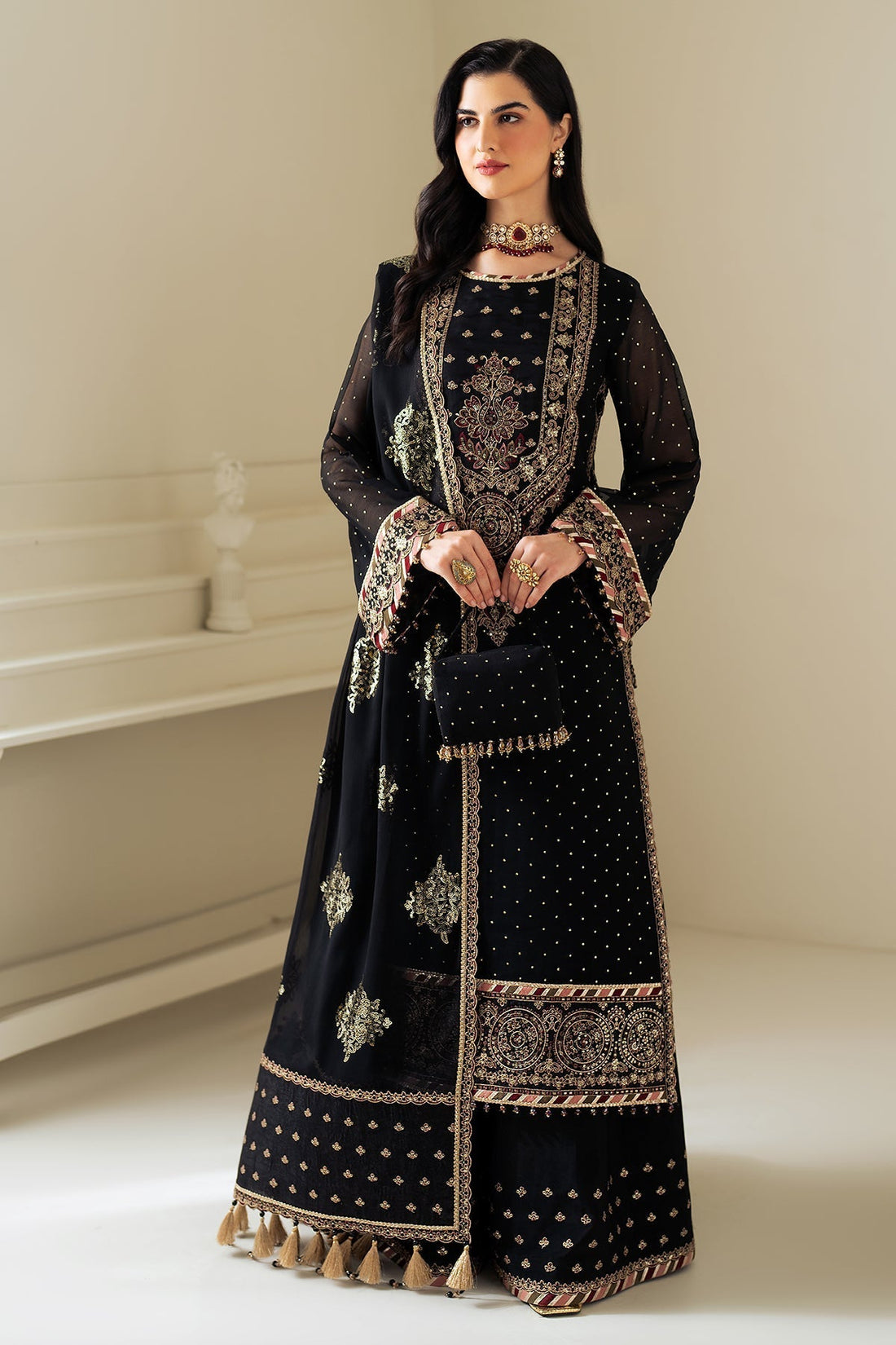 Alizeh | Selene Luxury Chiffon Collection 25 | AF-PS-8005-Alba XS Black Chiffon