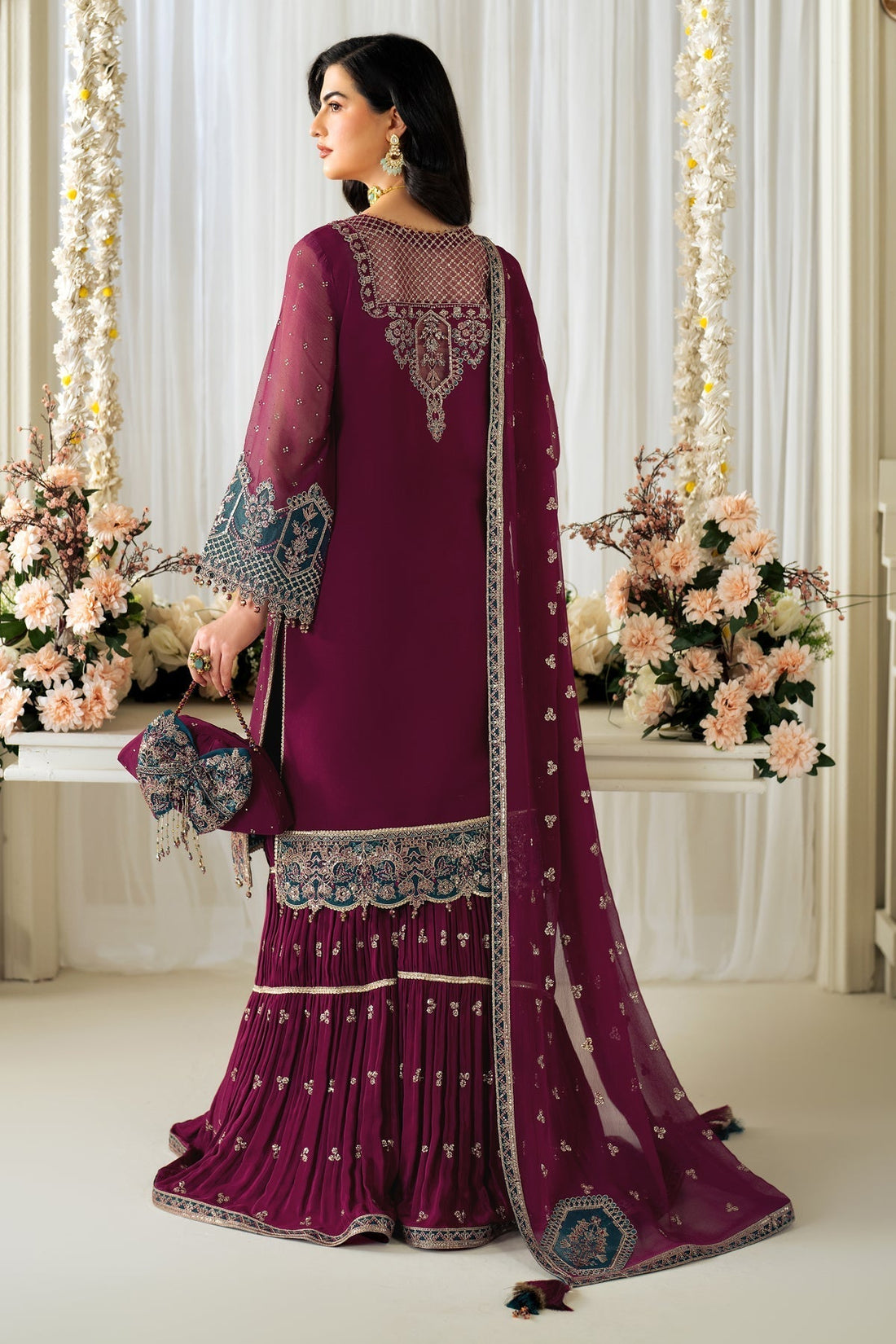 Alizeh | Selene Luxury Chiffon Collection 25 | AF-PS-8001-Rosie XS Wine Berry Chiffon