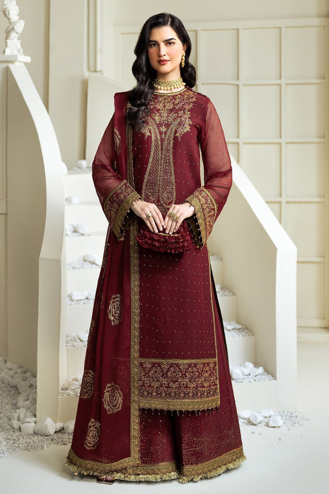 Alizeh | Selene Luxury Chiffon Collection 25 | AF-PS-8007-Gina XS Maroon Chiffon