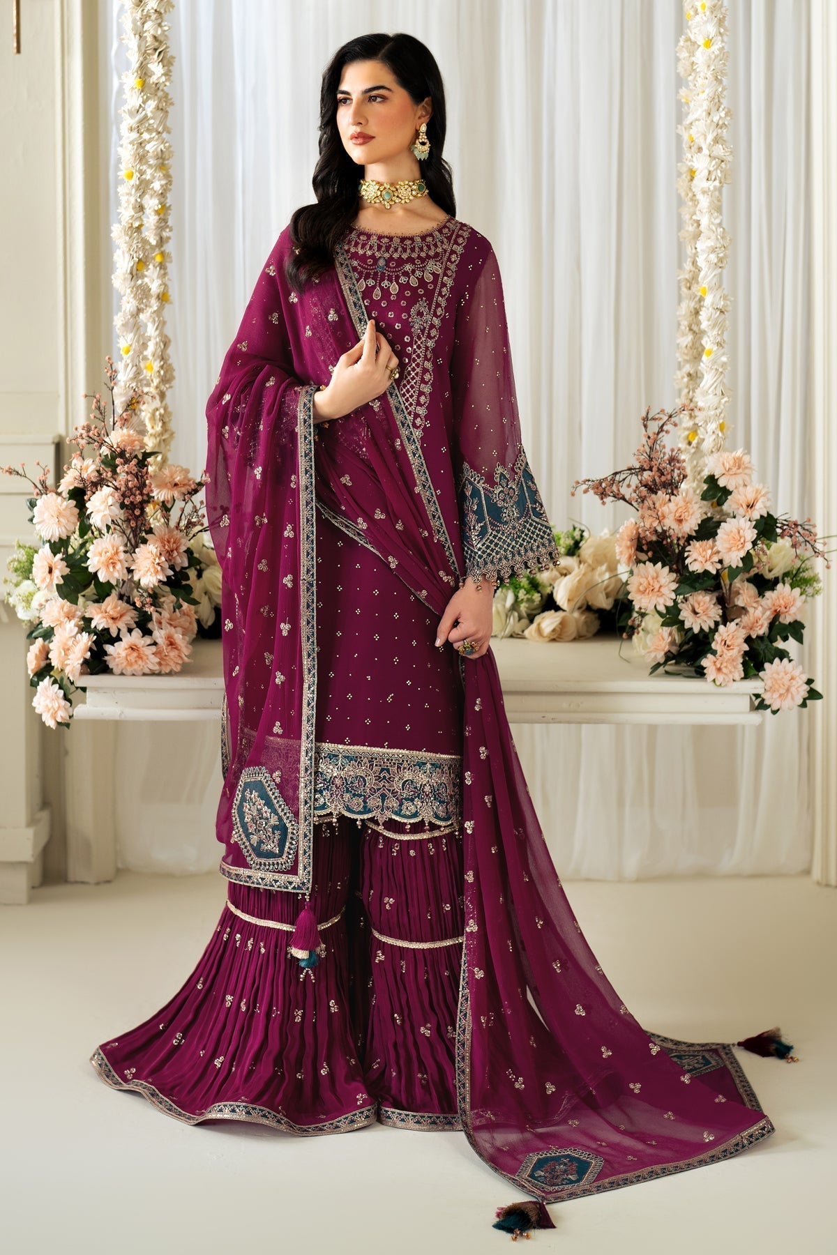 Alizeh | Selene Luxury Chiffon Collection 25 | AF-PS-8001-Rosie M Wine Berry Chiffon