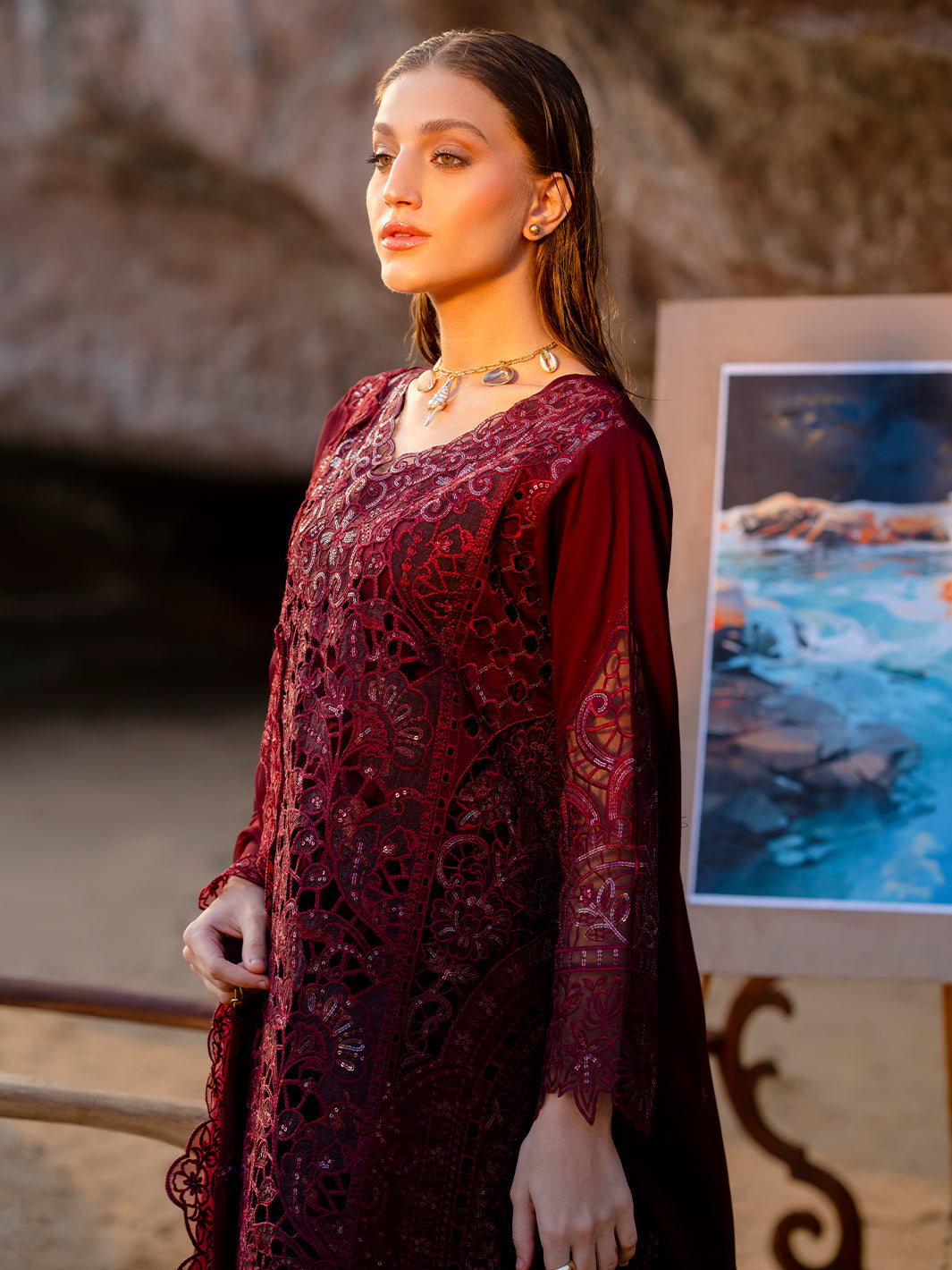 Mahnur | Sirena Luxury Lawn 25 | Amayra L Wine Berry Lawn