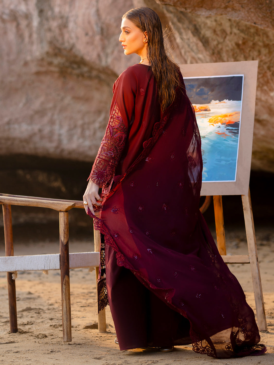 Mahnur | Sirena Luxury Lawn 25 | Amayra XS Wine Berry Lawn
