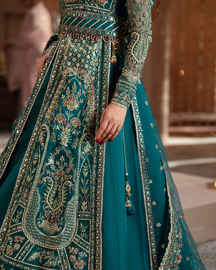 Zevk | Mughal Raniya | Sundas Rani XL Teal Green Organza