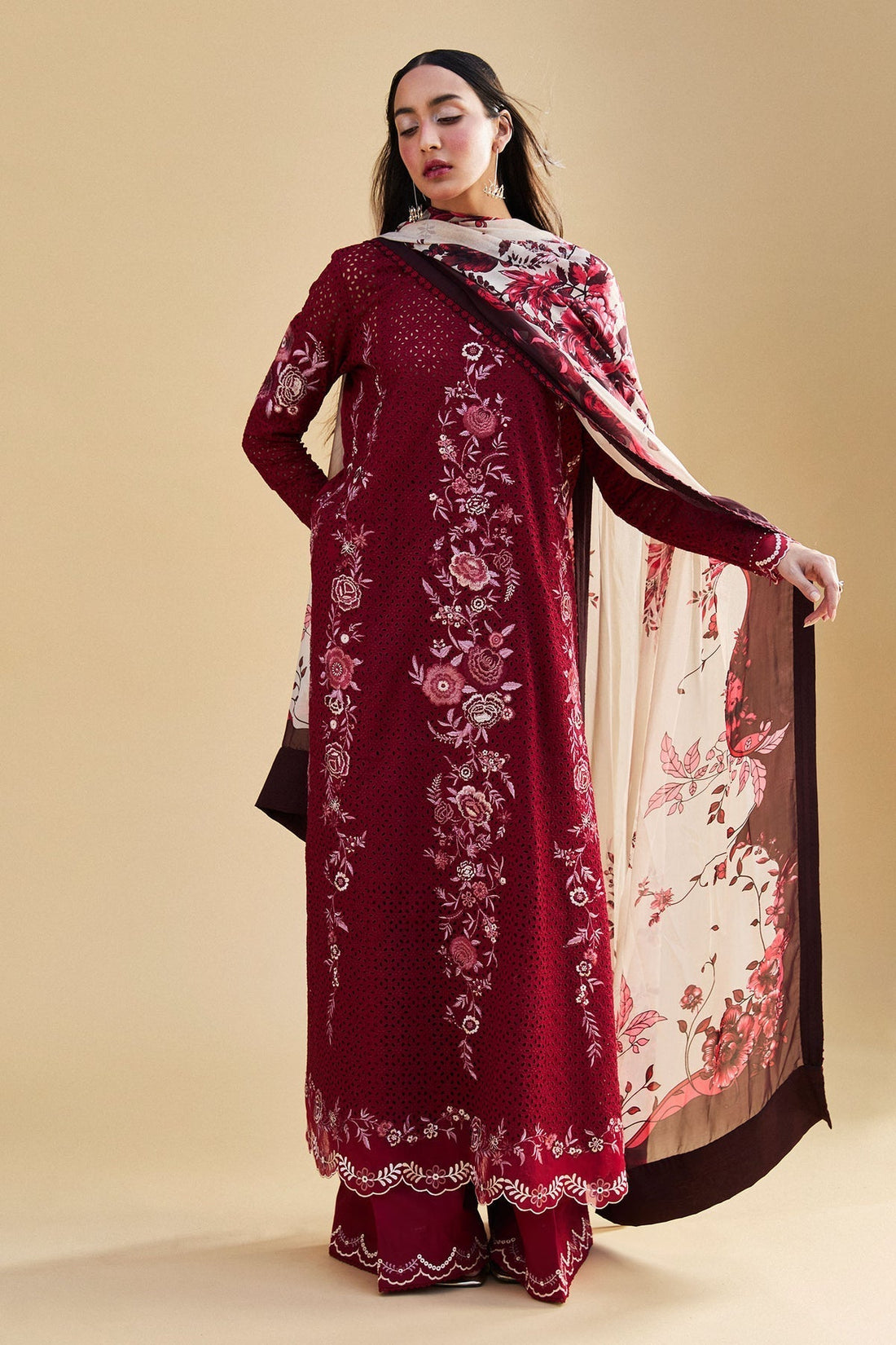 Zara Shahjahan | Satori 25 | Asa-5B XS Maroon Lawn