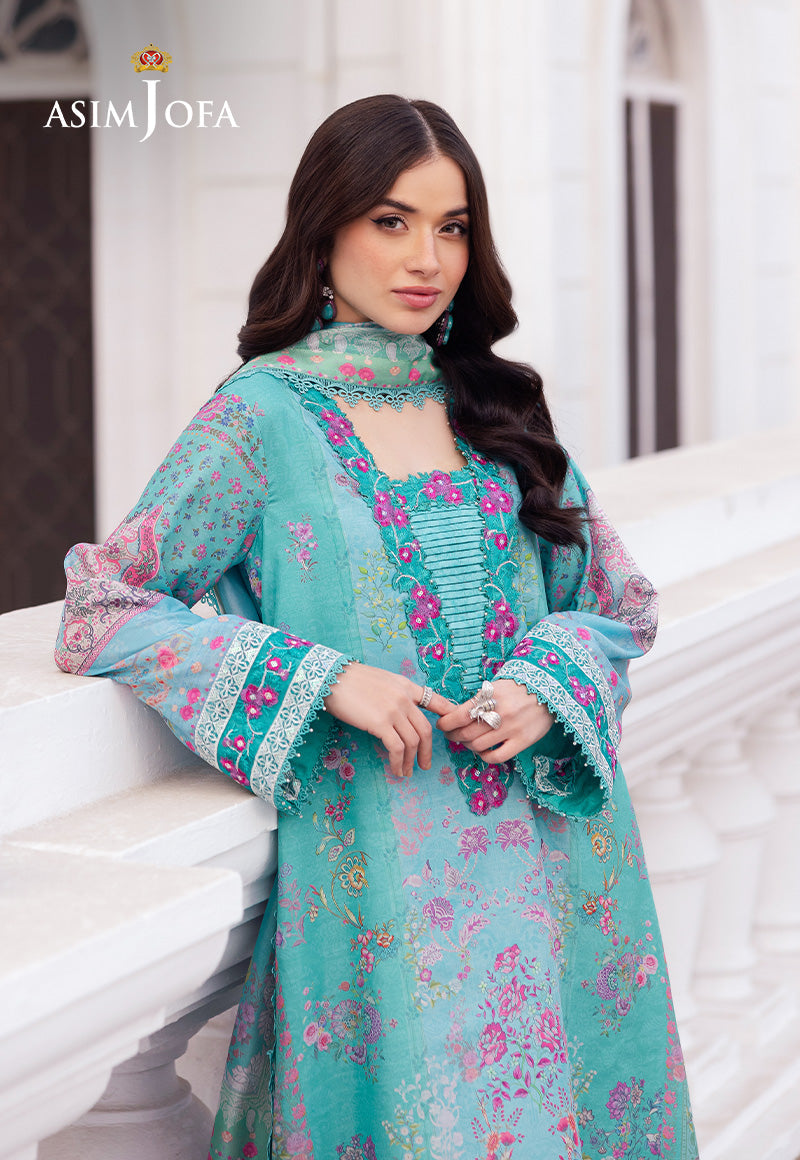 Asim Jofa | Charmuse Silk | AJRS-04 L Aqua Raw Silk