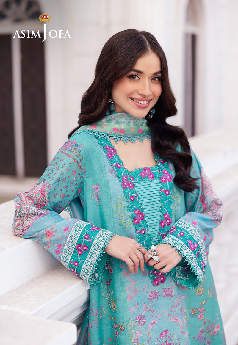 Asim Jofa | Charmuse Silk | AJRS-04 M Aqua Raw Silk