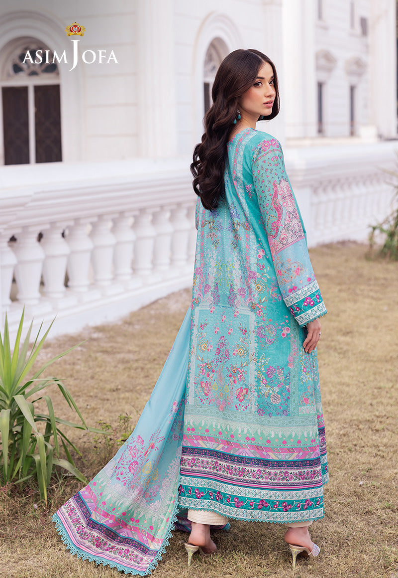 Asim Jofa | Charmuse Silk | AJRS-04 S Aqua Raw Silk