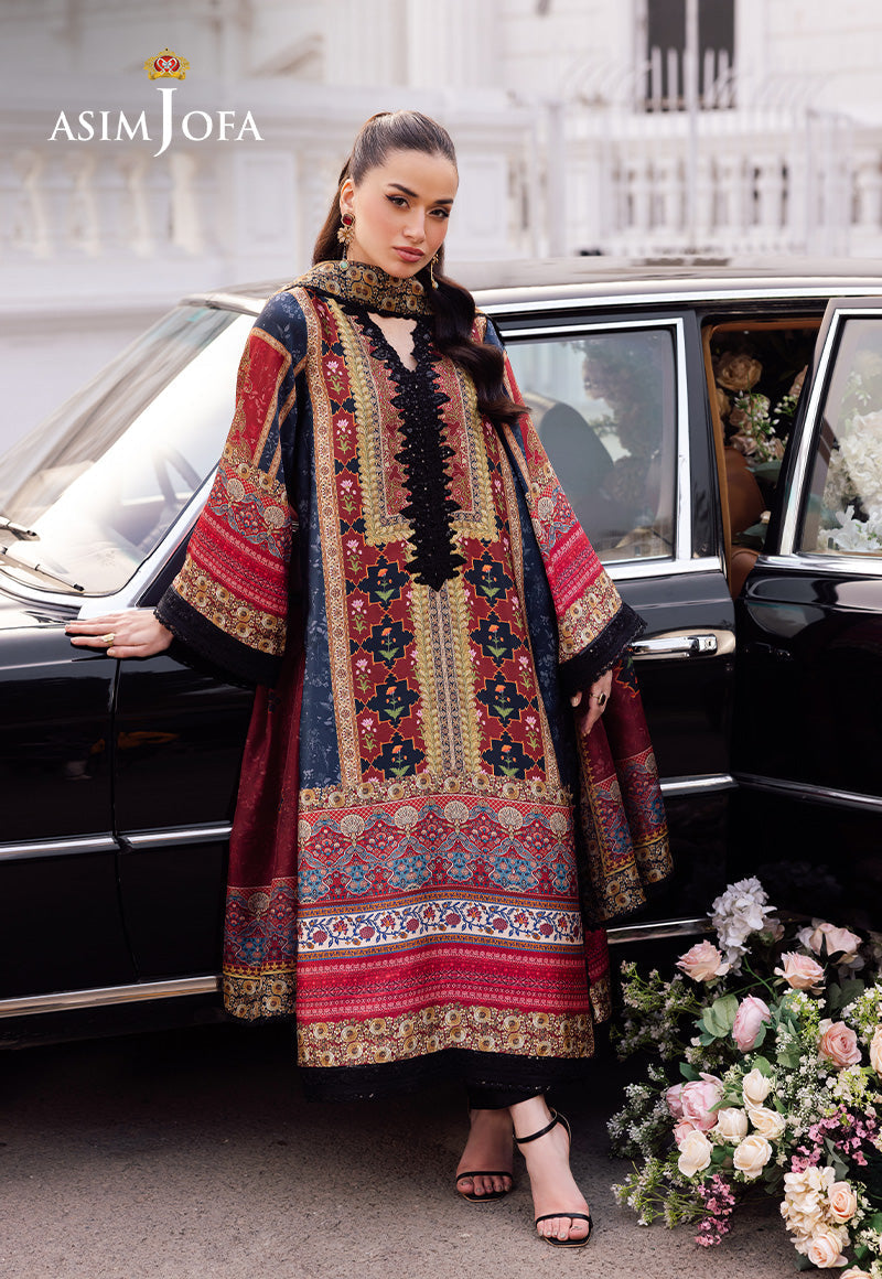 Asim Jofa | Charmuse Silk | AJRS-05 L Black Blended Silk