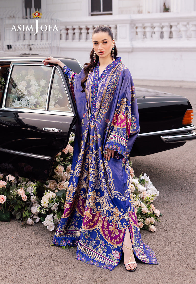 Asim Jofa | Charmuse Silk | AJRS-06 XL Blue Blended Silk
