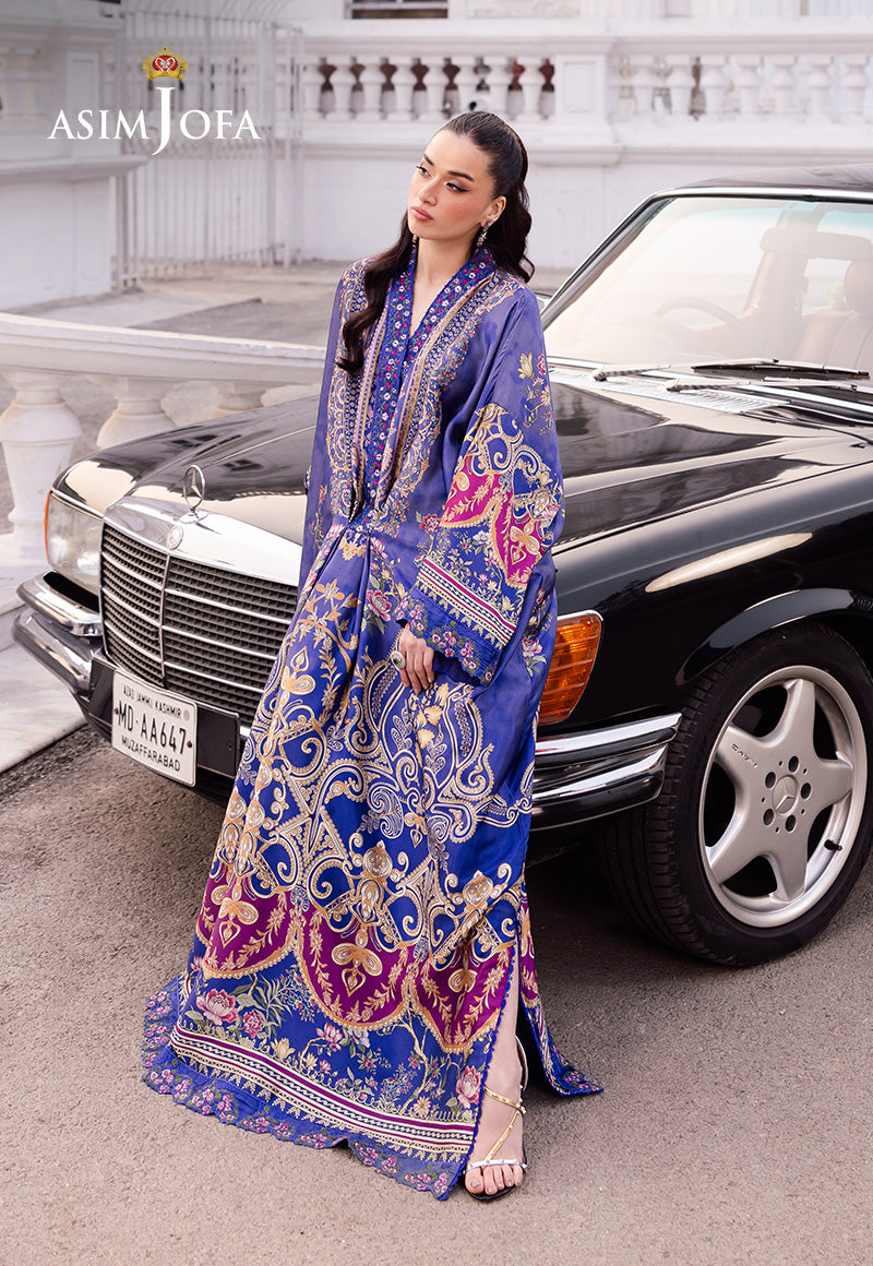 Asim Jofa | Charmuse Silk | AJRS-06 L Blue Blended Silk