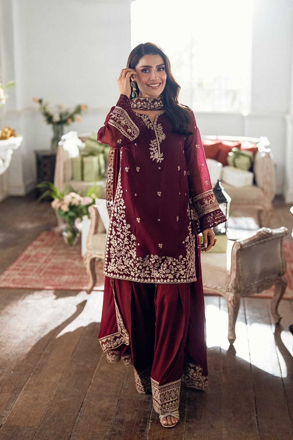 Azure | Vogue Formals | Berry Dusk Custom Size Burgundy Khaddi Net