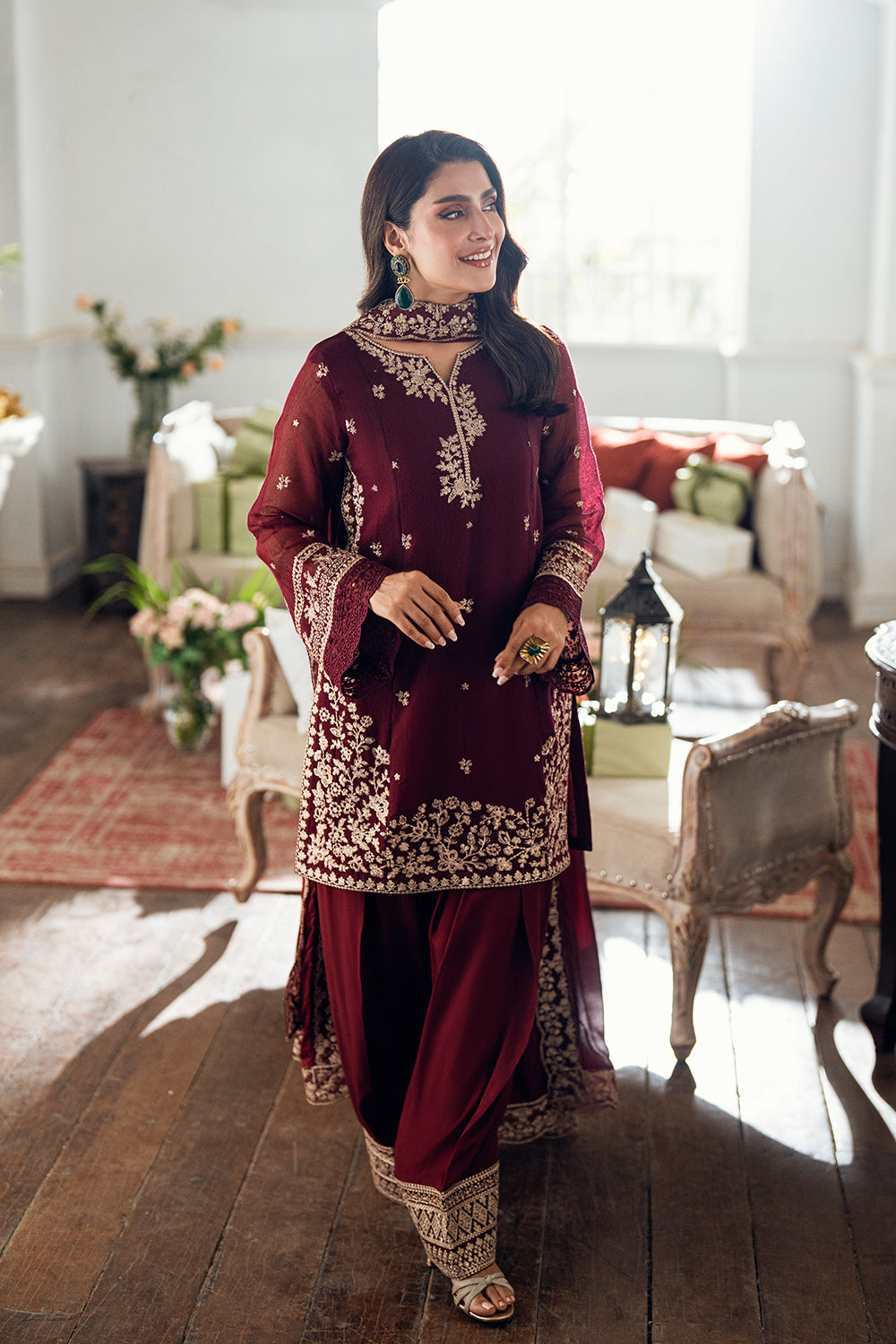 Azure | Vogue Formals | Berry Dusk XL Burgundy Khaddi Net