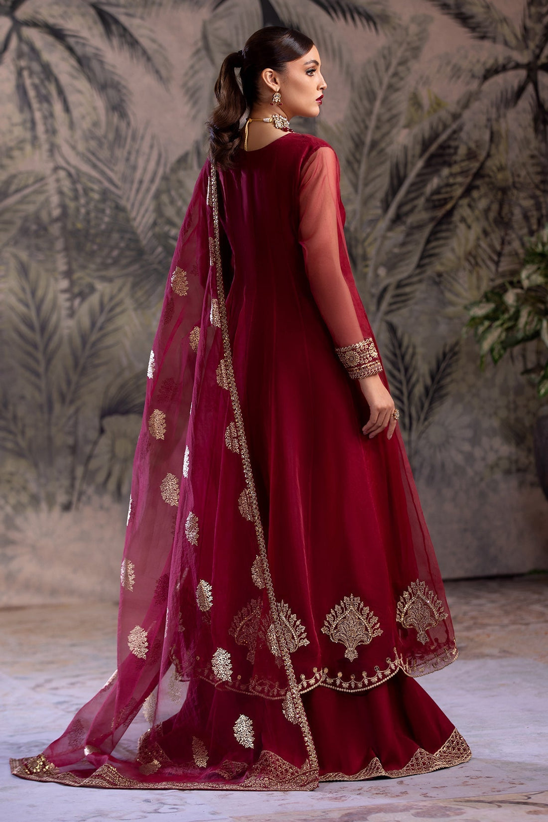 Charizma | Festive Pret | CMA-4-049 XS Long Open Gown with Lehnga