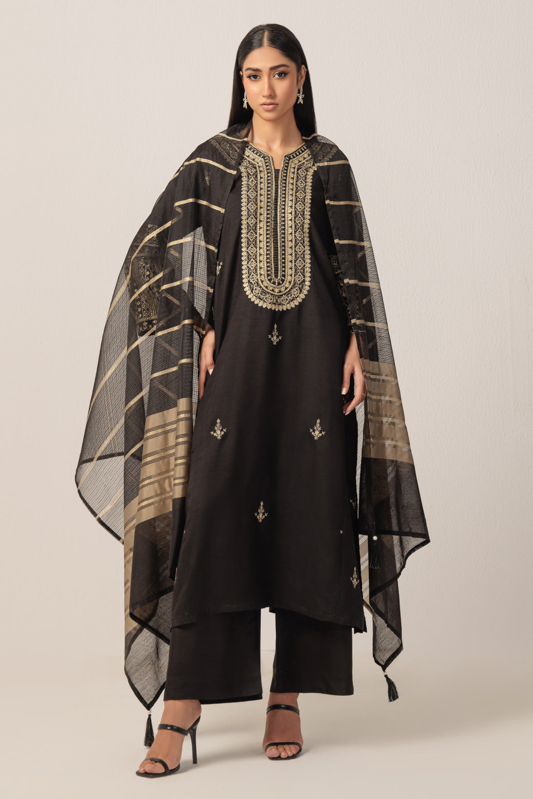 Bonanza Satrangi | Black Silk 3 Piece (BS5243P16) 8 Black