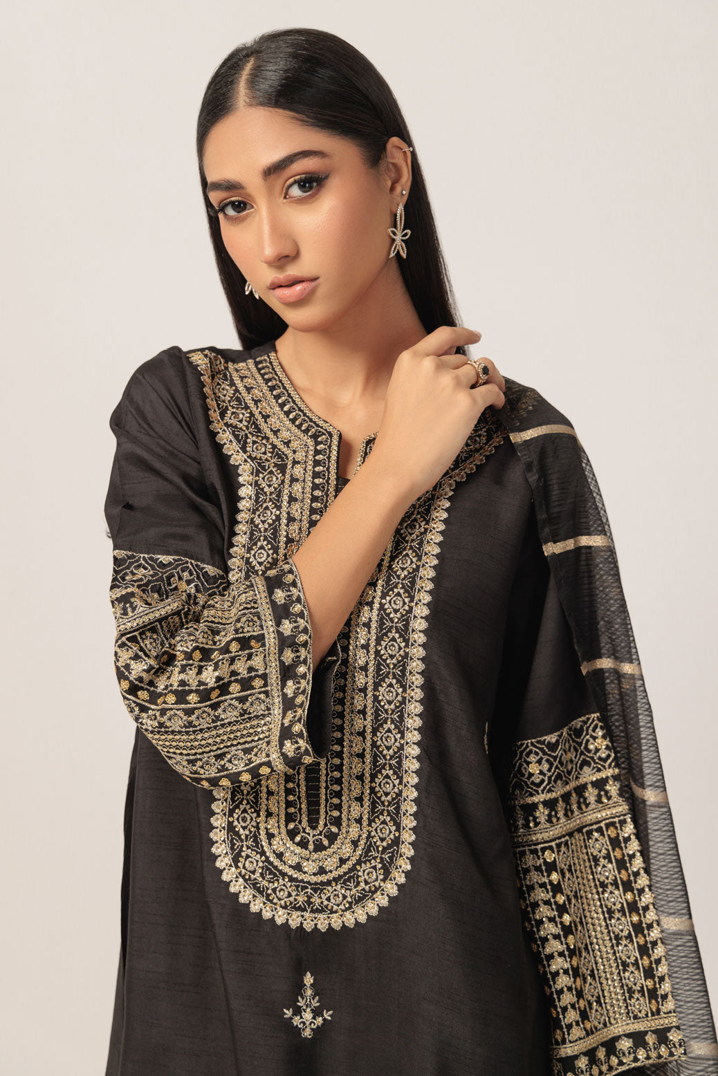 Bonanza Satrangi | Black Silk 3 Piece (BS5243P16) 16 Black