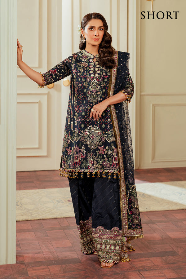 Baroque | Chantelle 24 | SILK CH13-07 M Midnight Blue Short Shirt with Shalwar