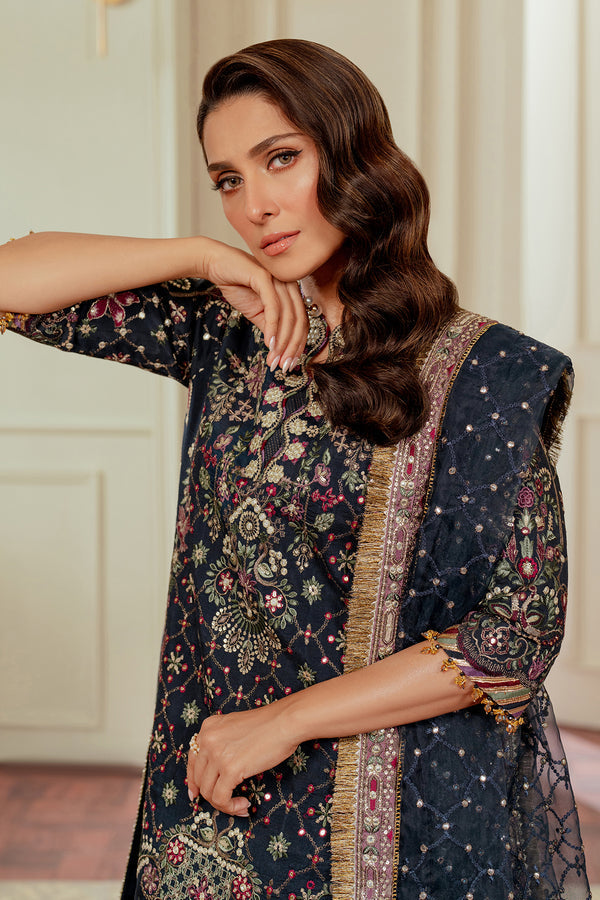 Baroque | Chantelle 24 | SILK CH13-07 M Midnight Blue Long Shirt with Trouser