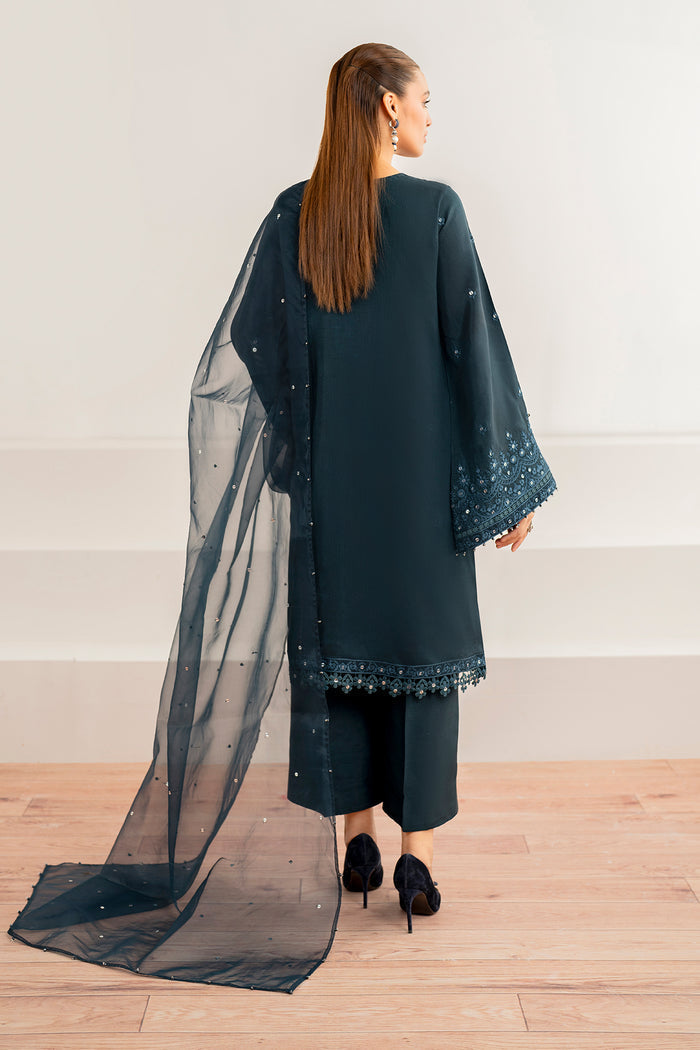 Baroque | Velvet Formals | SILK UF-696 XS Dark Teal Blue Korean Raw Silk