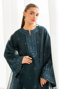 Baroque | Velvet Formals | SILK UF-696 M Dark Teal Blue Korean Raw Silk