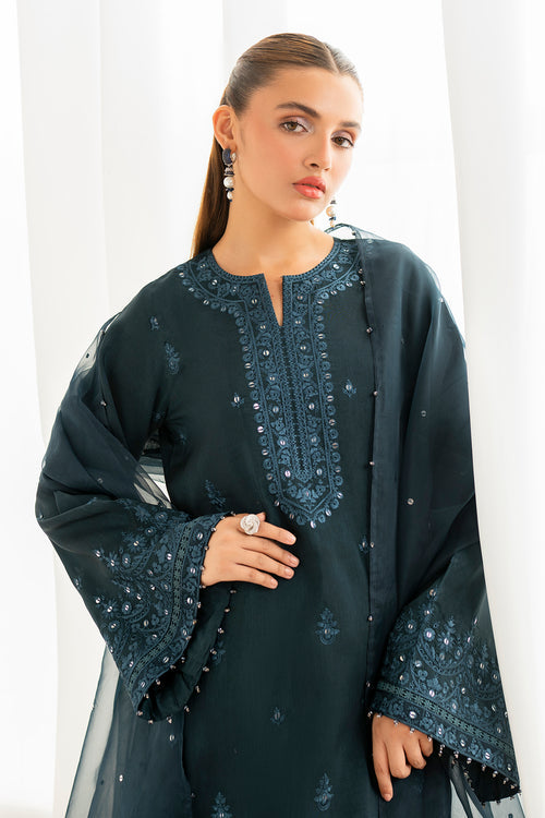 Baroque | Velvet Formals | SILK UF-696 M Dark Teal Blue Korean Raw Silk
