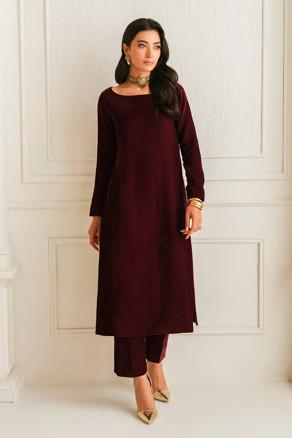 Baroque | Luxury Pret 24 | VELVET SUIT PR-1009 - Pakistani Designer Dress - by Baroque | Type: Ladies Clothes - 100% Original at Saira Sultan