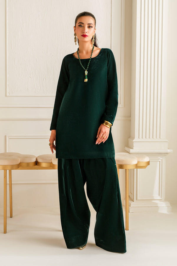 Baroque | Luxury Pret 24 | VELVET SUIT PR-1011 - Pakistani Designer Dress - by Baroque | Type: Ladies Clothes - 100% Original at Saira Sultan