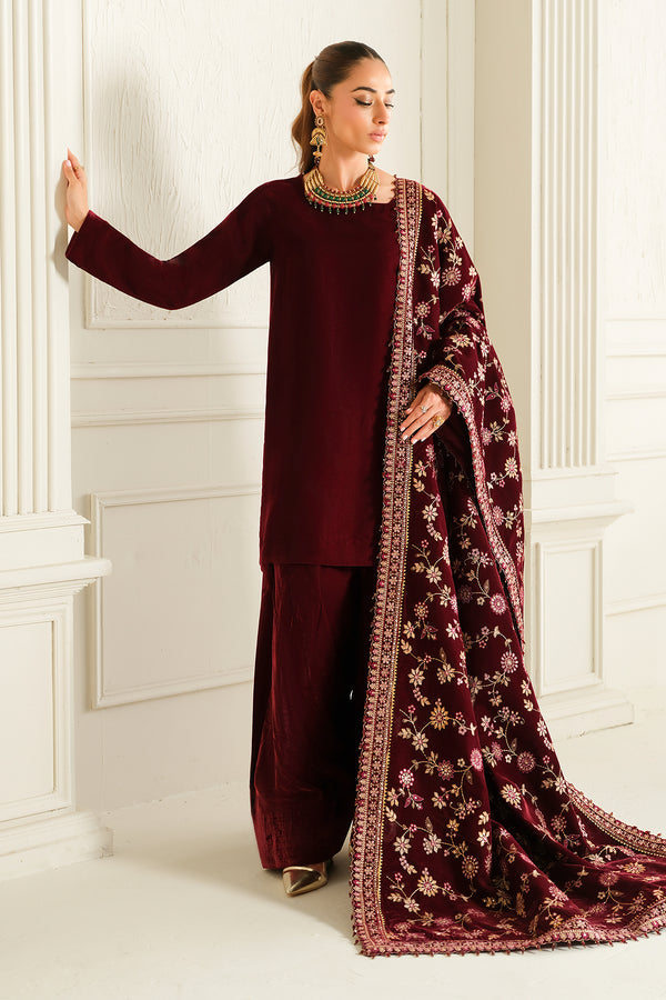 Baroque | Luxury Pret 24 | VELVET SUIT PR-1013 - Pakistani Designer Dress - by Baroque | Type: Ladies Clothes - 100% Original at Saira Sultan
