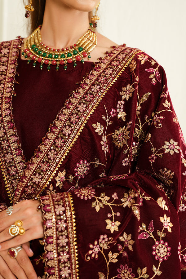 Baroque | Luxury Pret 24 | VELVET SUIT PR-1013 - Pakistani Designer Dress - by Baroque | Type: Ladies Clothes - 100% Original at Saira Sultan