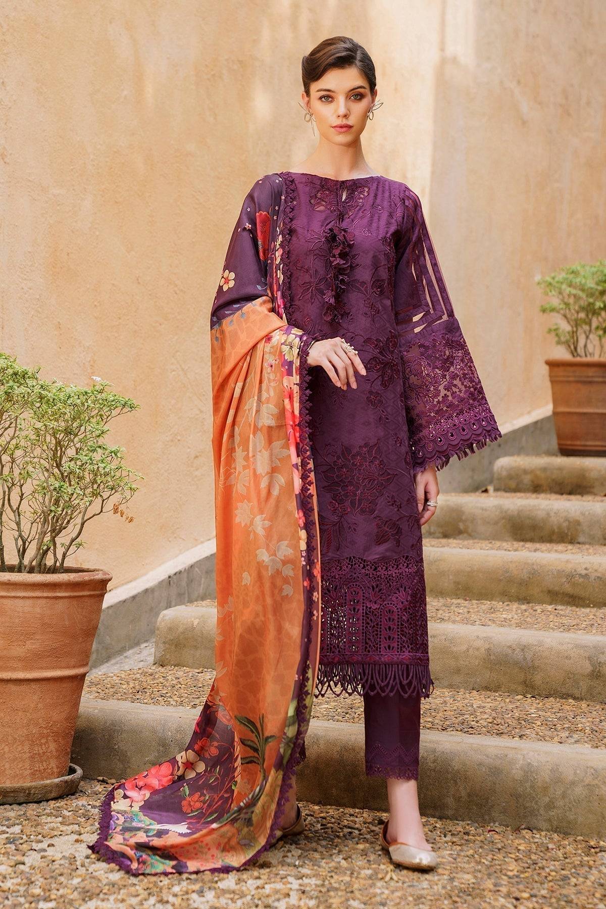 Baroque | Swiss Lawn 24 | SL12-D04 - Pakistani Designer Dress - by Baroque | Type: Luxury - 100% Original at Saira Sultan