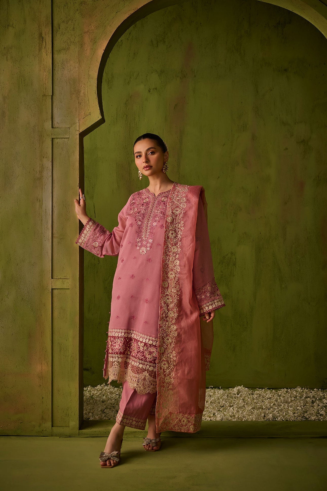 Dhanak | Festive Formals | SS24DU-3193 PINK 3Pcs - Pakistani Designer Dress - by Saffron | Type: Formal - 100% Original at Saira Sultan