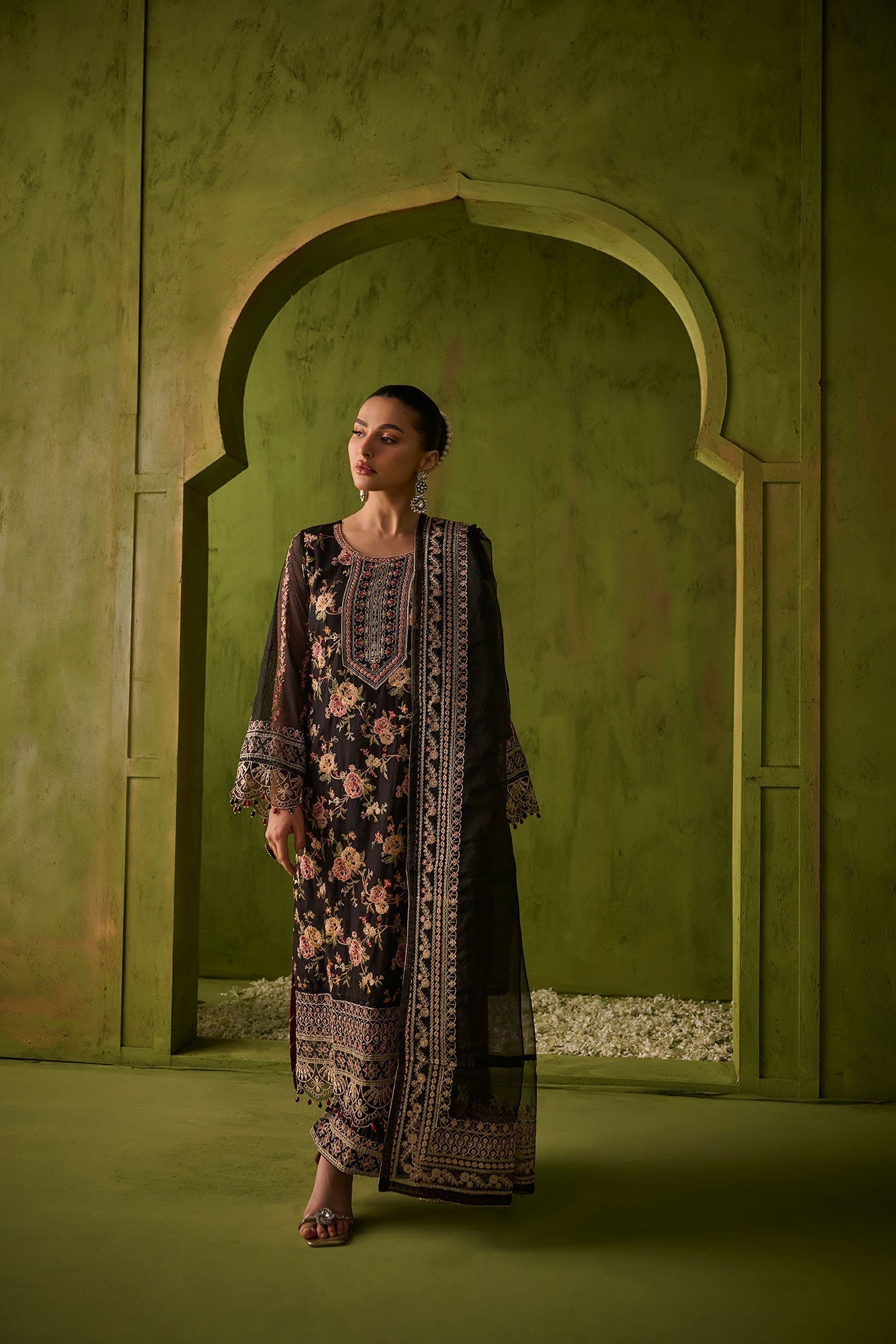 Dhanak | Festive Formals | SS24DU-3192 BLACK 3Pcs - Pakistani Designer Dress - by Dhanak | Type: Formal - 100% Original at Saira Sultan