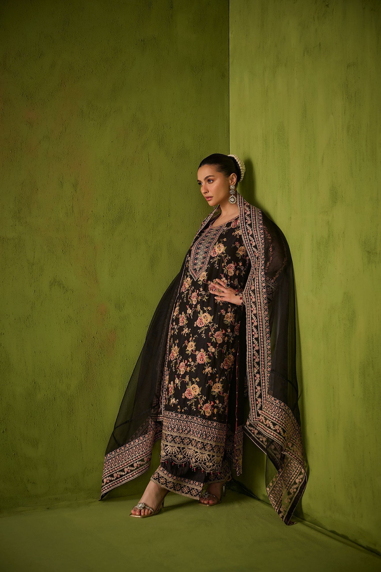 Dhanak | Festive Formals | SS24DU-3192 BLACK 3Pcs - Pakistani Designer Dress - by Dhanak | Type: Formal - 100% Original at Saira Sultan